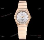 Swiss Quartz Replica Omega Constellation Rose Gold Diamond Ladies Watch 25mm